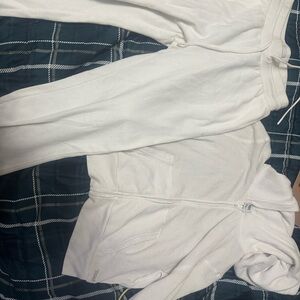 Sunday Best TNA White waffle Zip-Up Hoodie and Joggers Set